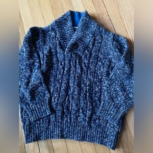 Polarn O. Pyret Swedish Sweater 98 2T Blue Heather Boys Shawl Neck Sweater